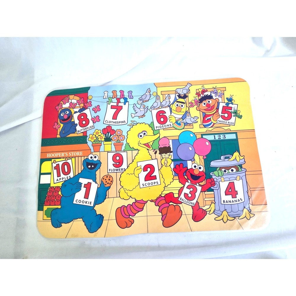 Vintage 2000 Sesame Street Reversible Kids Placemat Elmo Cookie Monster Big Bird